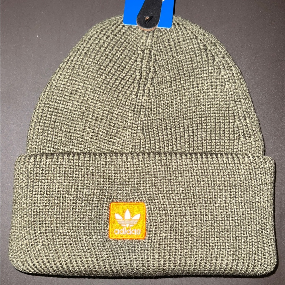Adidas Unisex Terrace Beanie Olive Strata Green/EQT Orange/White, One Size